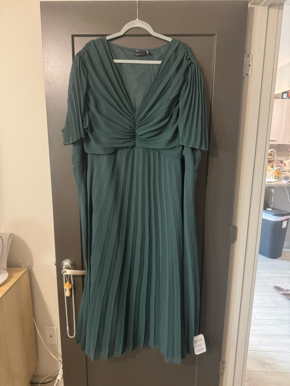 ASOS Curve Emerald Green Pleated Midi Dress